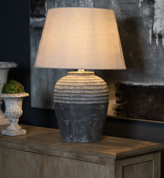 Amalfi Grey Stone Carved Lamp