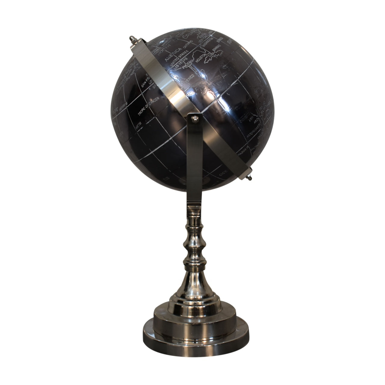 Black Globe with Chrome Frame