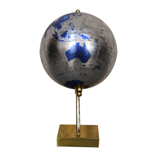 Mixed Chrome and Brass Blue Globe