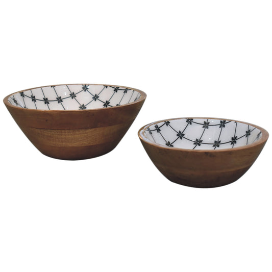 2x Lacquered Flower Bowl Set