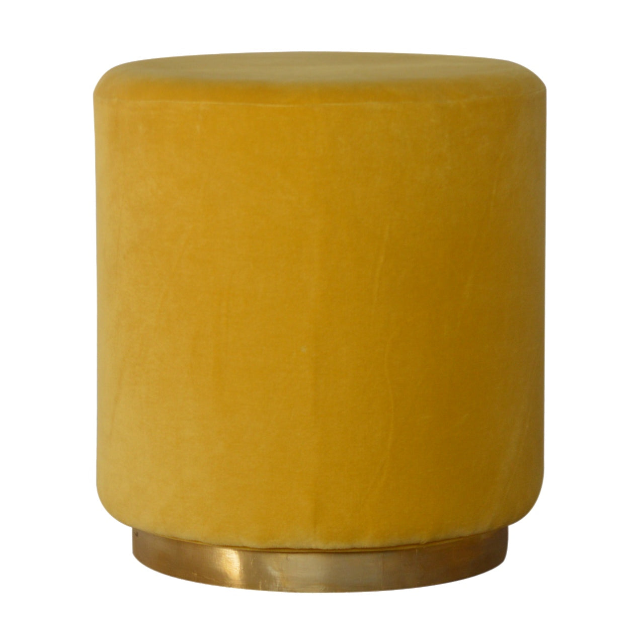 IN818 - Mustard Velvet Footstool with Gold Base